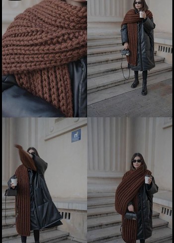 Trendy Kalın Örgü Kadın atkı - Görsel 3