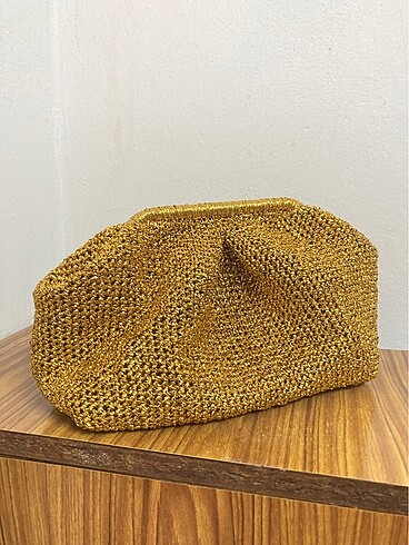 Gold clutch çanta