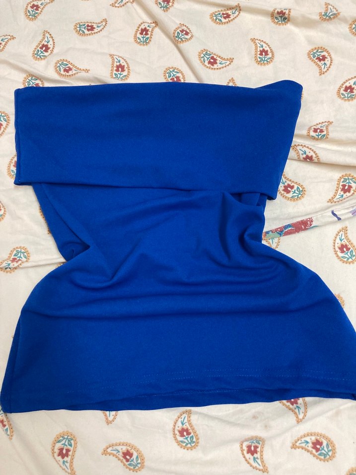 Straplez bluz mavi - Görsel 2