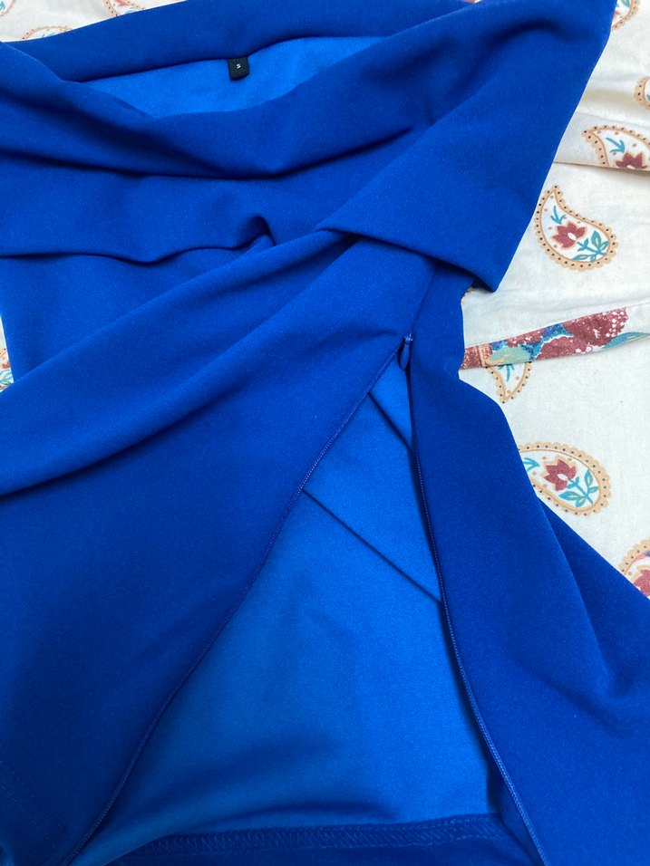 Straplez bluz mavi - Görsel 4