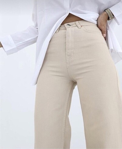 Topshop Krem Palazzo Jean