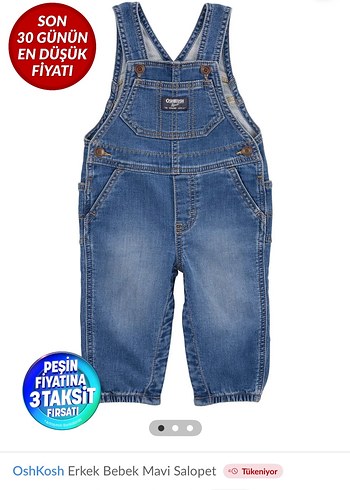 Nakışlı Mavi Erkek Kot Salopet - Görsel 6