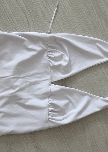 Beyaz Sırt Dekolteli Halter Yaka Monokini - Görsel 2