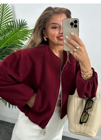 m Beden bordo Renk Bomber ceket