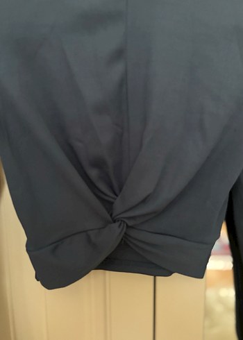 Drapeli Mavi Uzun Kollu Kadın Bluz - Görsel 2