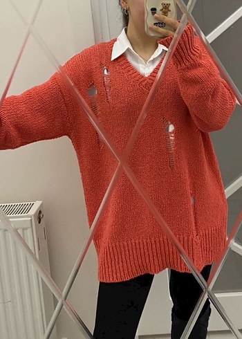 Nar çiçeği triko kazak - Görsel 7