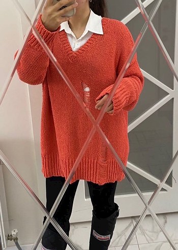 Nar çiçeği triko kazak - Görsel 5