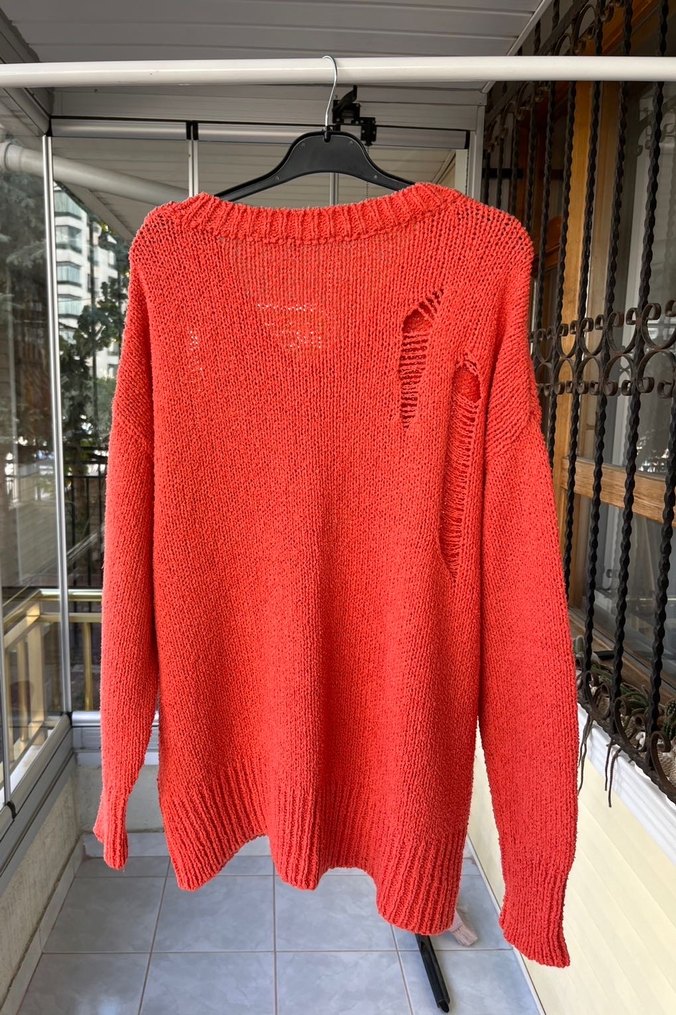 Nar çiçeği triko kazak - Görsel 4