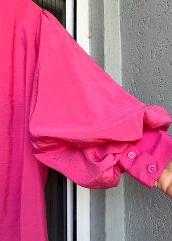 l Beden Balon kol pembe gömlek