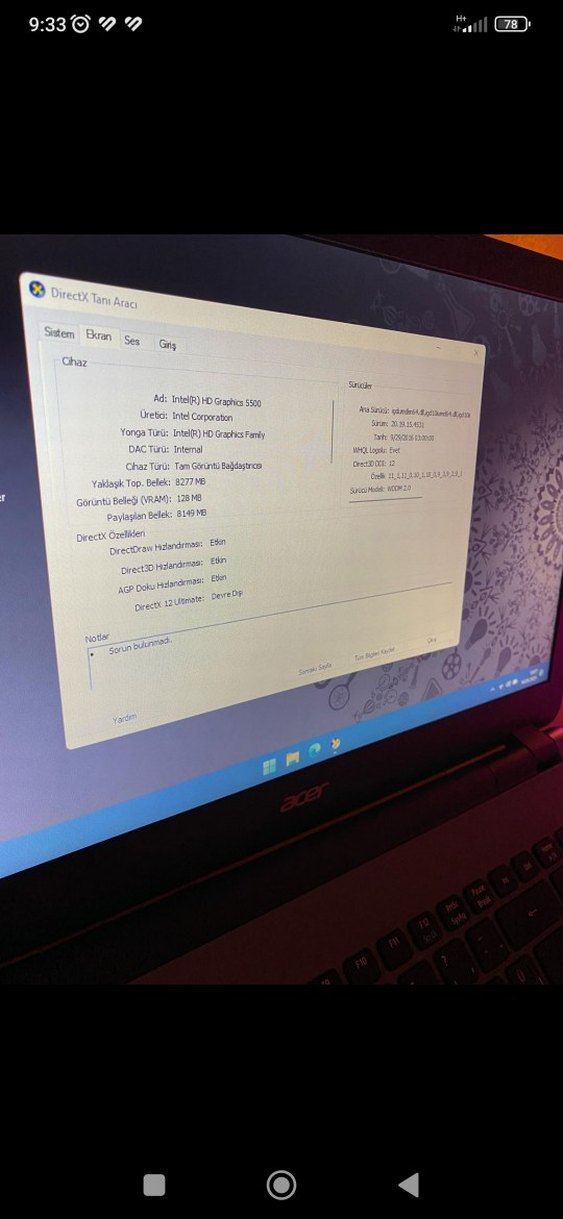 Acer Dizüstü Bilgisayar i5 temiz - Görsel 3