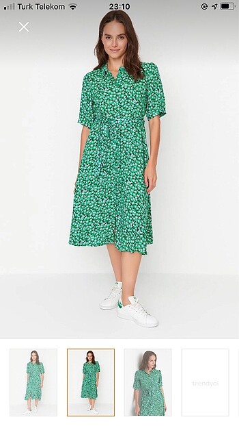 Trendyol & Milla Yeşil pembe çiçekli uzun elbise