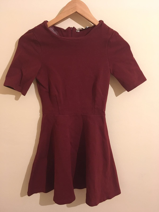 Pull and Bear Bordo Kısa Elbise