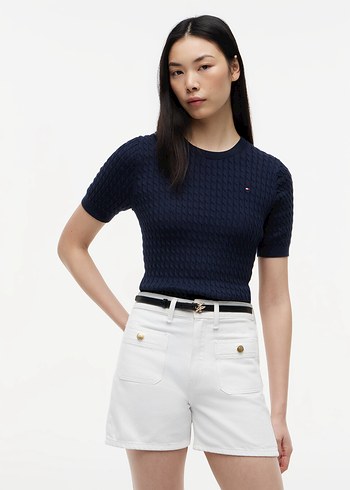 Tommy Hilfiger Orijinal Tommy Hilfiger Kisa Kollu Triko Bluz