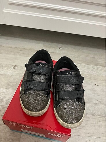 28 Beden Kız çocuk spor ayakkabı simli pembe siyah yürüyüş ayakkabısı