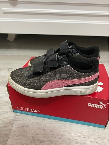 Puma Kız çocuk spor ayakkabı simli pembe siyah yürüyüş ayakkabısı