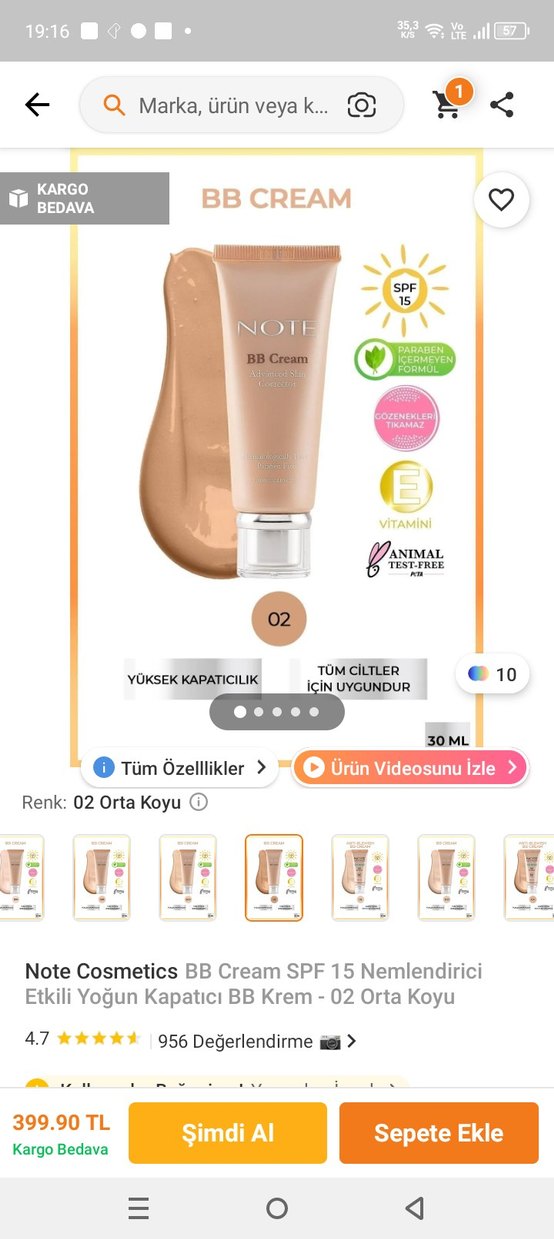 İkili Note BB Krem SPF15, Anti-Blemish, Bej - Görsel 3