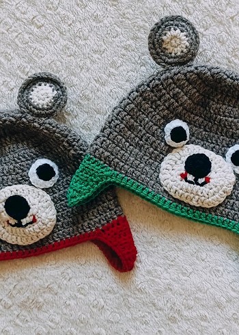 Trendy Örgü Ayı Desenli Çocuk Bere - Görsel 2