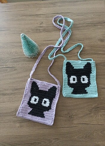 Kedi motifli telefon çantası - Görsel 2