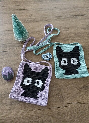 Kedi motifli telefon çantası - Görsel 4