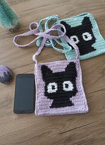 Kedi motifli telefon çantası - Görsel 5