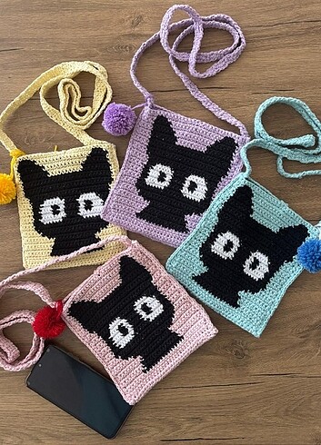 Kedi motifli telefon çantası - Görsel 7