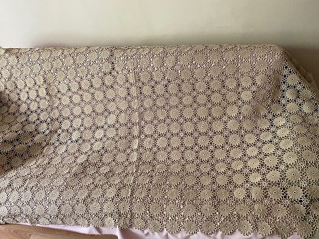  Beden camel Renk 12 Kişilik Dantel Masa Örtüsü