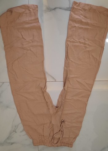 Kadın Bej Keten Salaş Pantolon - Görsel 2