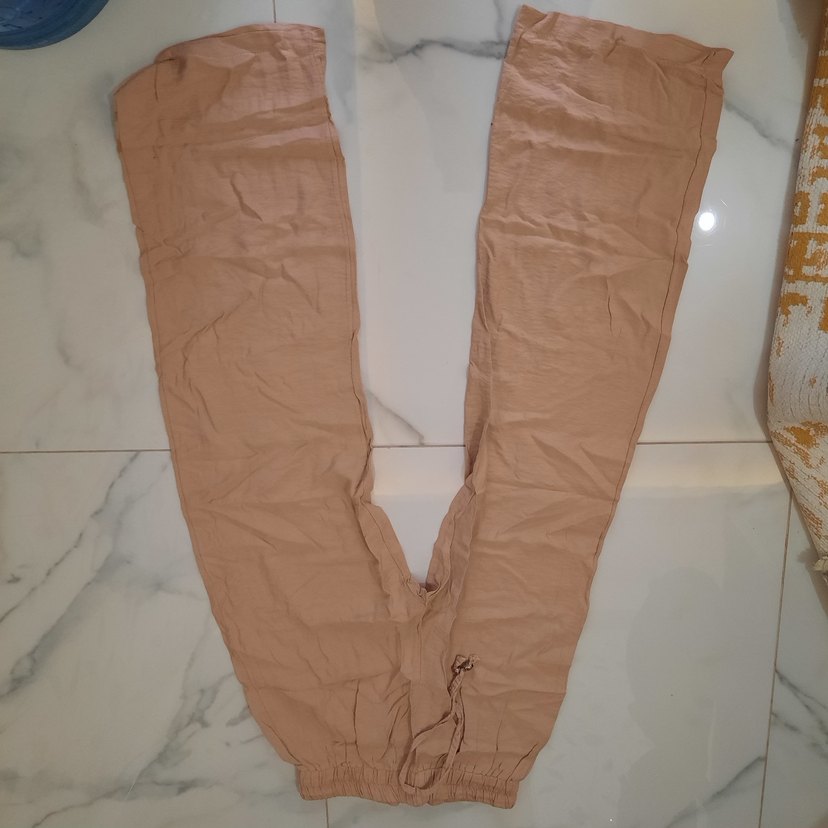 Kadın Bej Keten Salaş Pantolon - Görsel 2