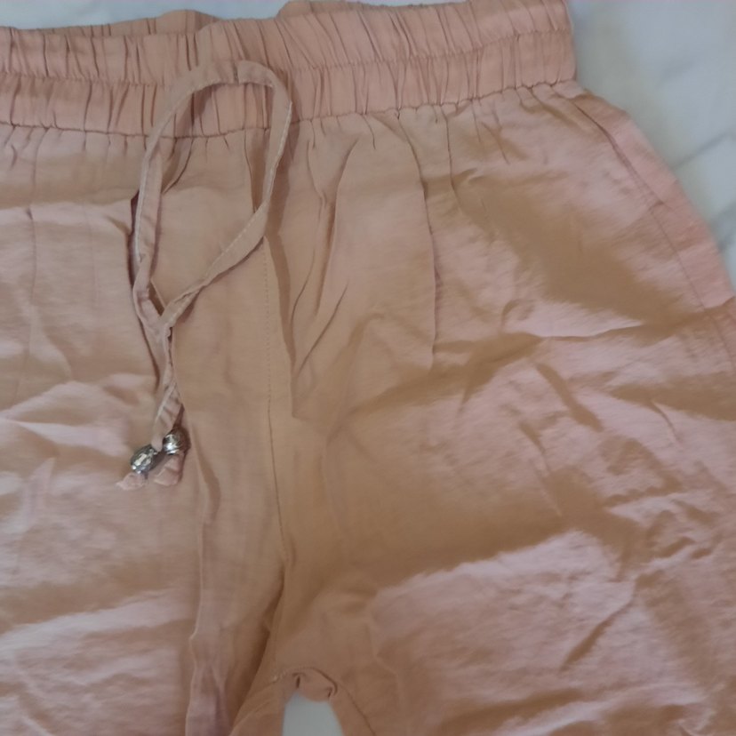 Kadın Bej Keten Salaş Pantolon - Görsel 3