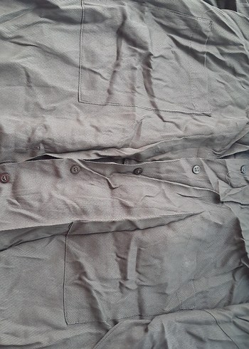 Düğmeli haki Keten Kadın Gömlek - Görsel 3