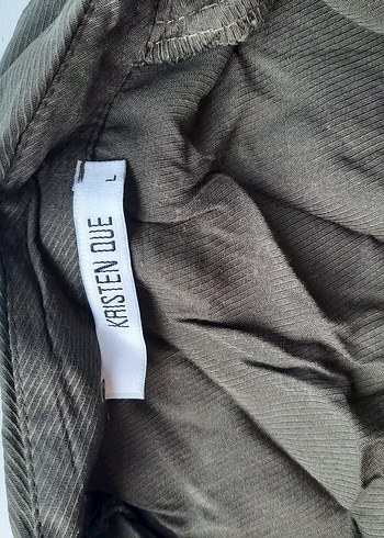 Düğmeli haki Keten Kadın Gömlek - Görsel 5