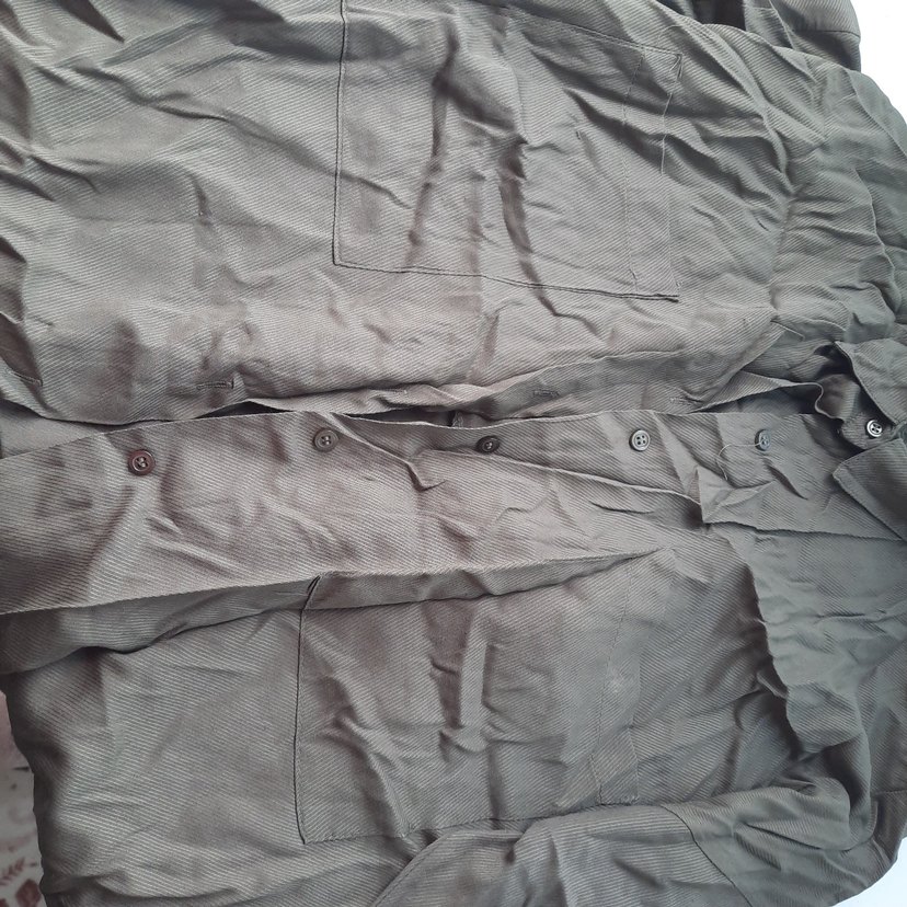 Düğmeli haki Keten Kadın Gömlek - Görsel 3