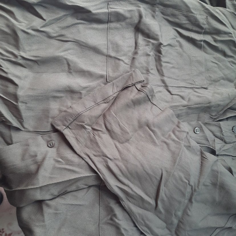 Düğmeli haki Keten Kadın Gömlek - Görsel 4