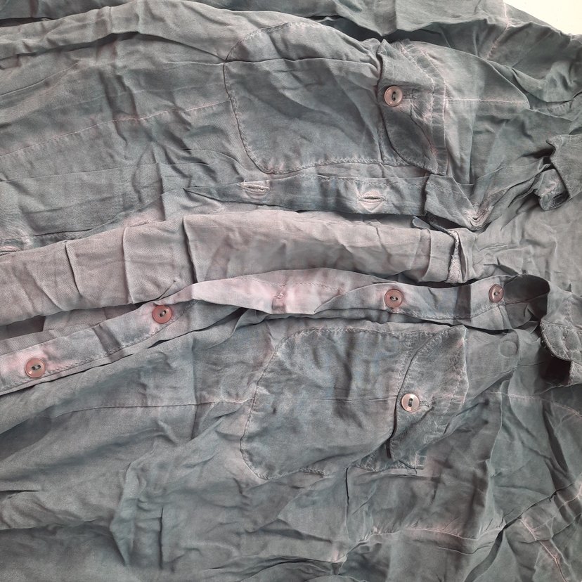 Düğmeli Uzun Kollu Mavi Denim Gömlek - Görsel 5