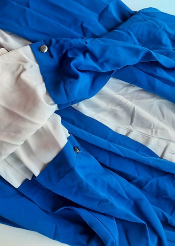 Mavi Pamuklu Uzun Salaş  Ceket - Görsel 6