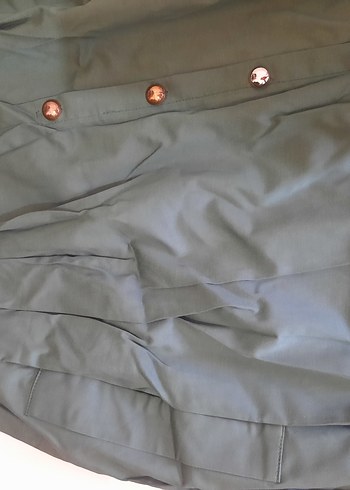 Düğmeli Parlak Yeşil Uzun Kadın Etek - Görsel 2