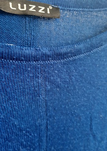 Uzun Kollu Mavi Keten Tunik - Görsel 2