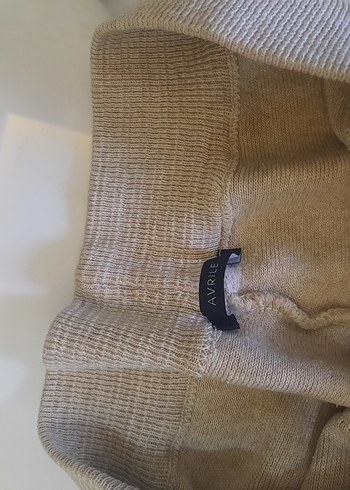 Bej Keten Kadın Pantolon Drapeli Rahat Kesim - Görsel 4