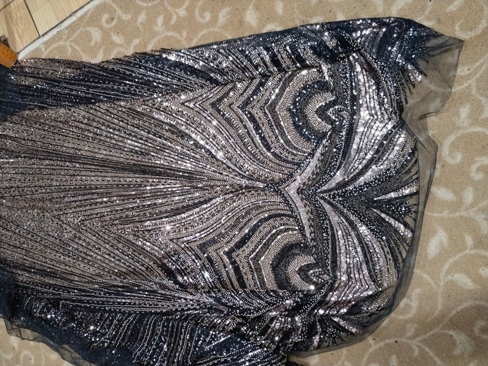 taş ve boncuk işlemeli kumaş - Görsel 4