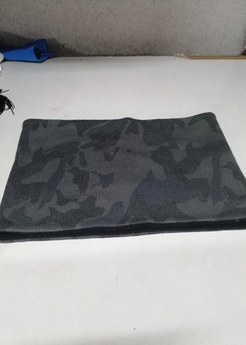 Gri Kamuflaj Desenli Atkı