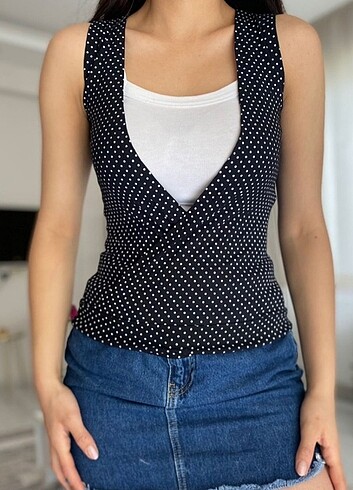 Puantiyeli vintage bluz