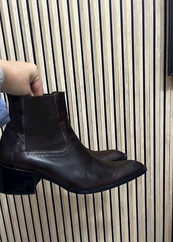 Kahverengi Deri Topuklu Kadın Bot - Görsel 2