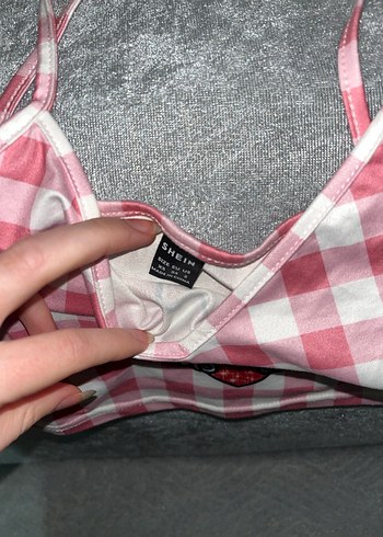 Pembe Ekose Desenli Kedi Baskılı Örme Üst - Görsel 2