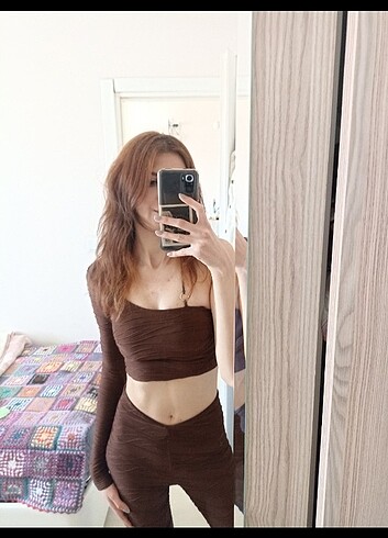 Bershka üst alt kahverengi takım