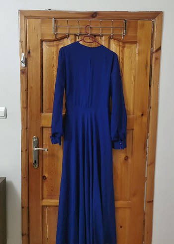 Kadın Lacivert Uzun Drapeli Elbise - Görsel 2