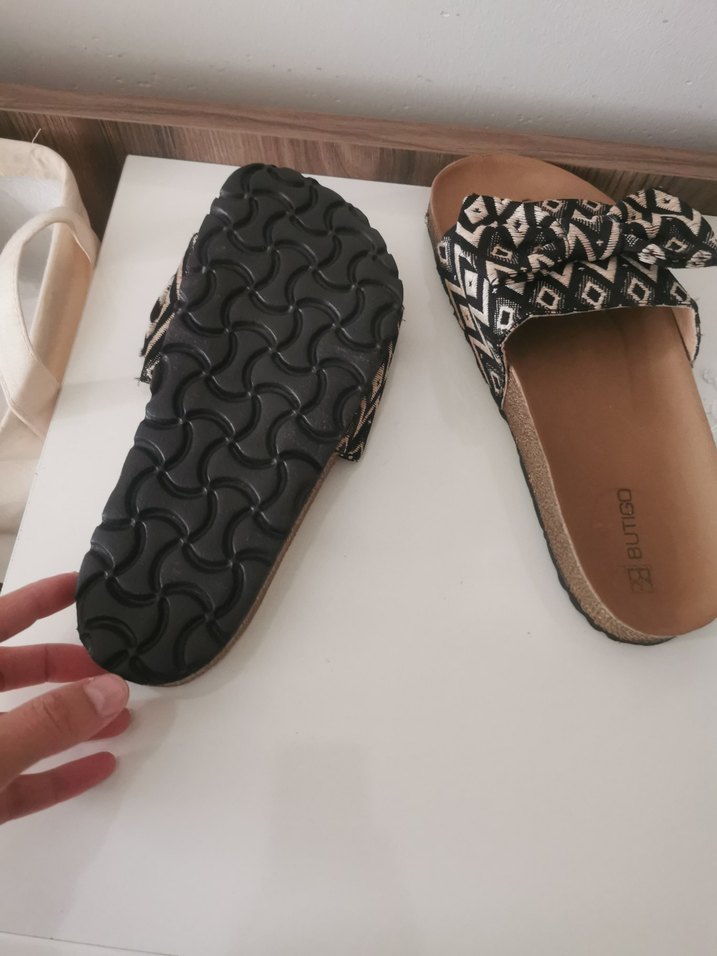 Kahverengi Bağcıklı Bohem Dolgu Topuk Terlik - Görsel 3