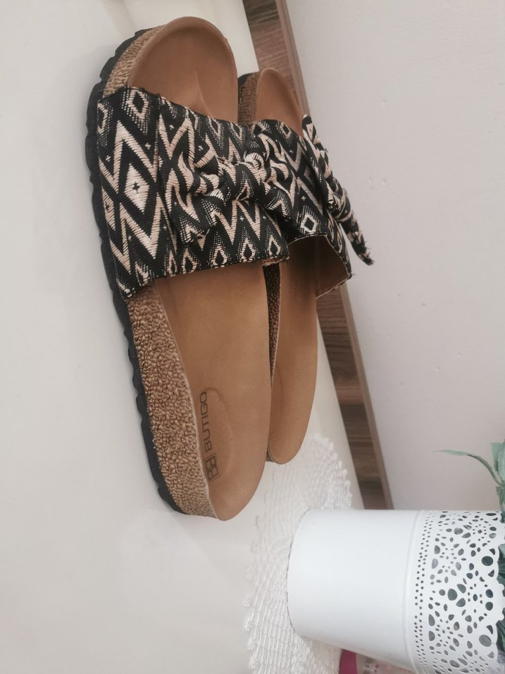 Kahverengi Bağcıklı Bohem Dolgu Topuk Terlik - Görsel 4