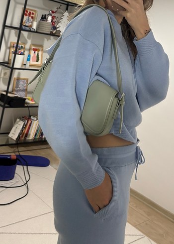 Yeşil Deri Tokalı Günlük Kadın Çantası - Görsel 5