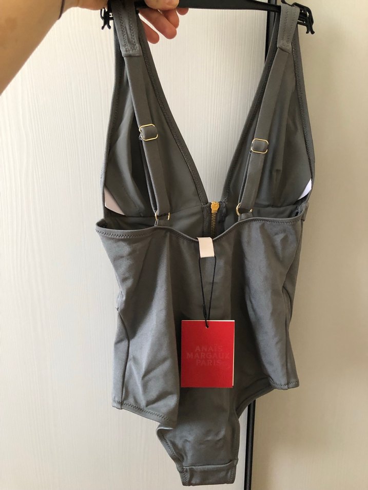 Fermuarlı Gri Atletik Tarz Kadın Mayo - Görsel 4