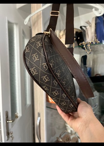 Kahverengi Deri Baskılı Kadın Çanta - Görsel 5